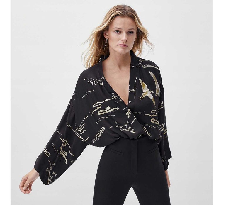 Massimo Dutti orientalna malowana bluzka S