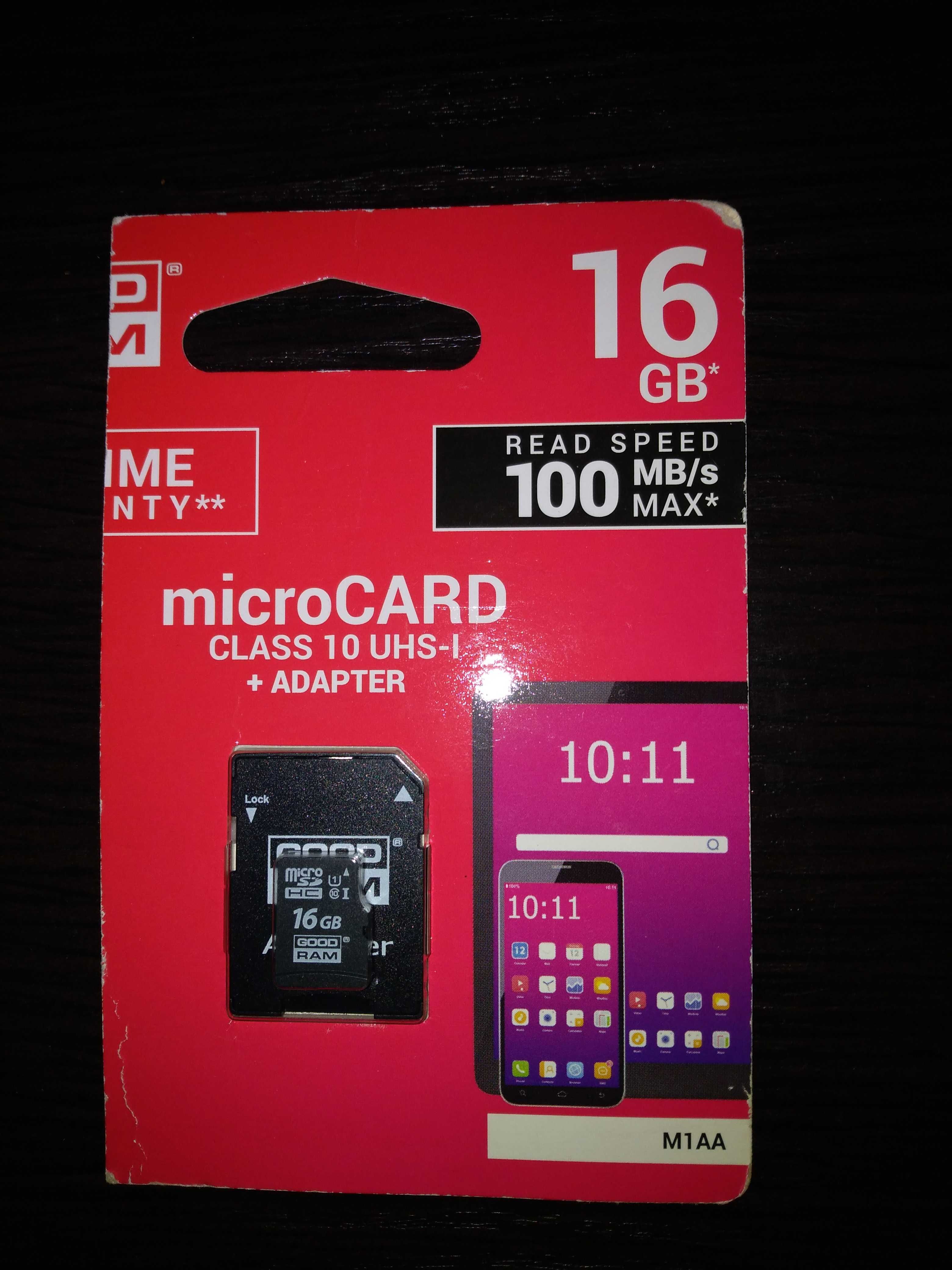 Sprzedam Micro Card Class 10 UHS I GOOD RAM 16GB, wraz z adapterem.