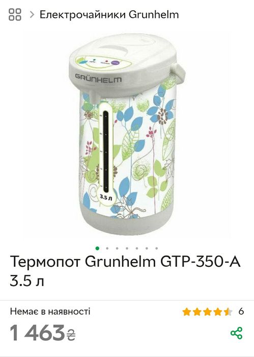 Термопот Grunnhelm GTP350A