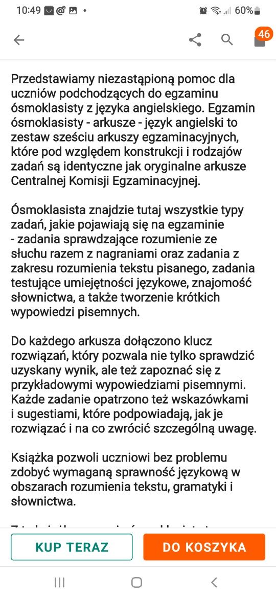 Egzamin ośmioklasisty  j.angielski arkusze