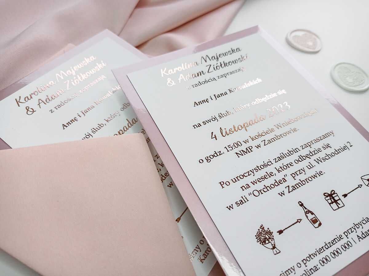 MIRROR – różowe zaproszenia ślubne glamour