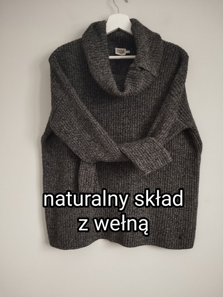 Gruby sweter oversize z golfem melanż r. S Twist&Tango