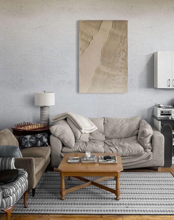 Obraz strukturalny abstrakcja Wabi Sabi Japandi minimalistyczny