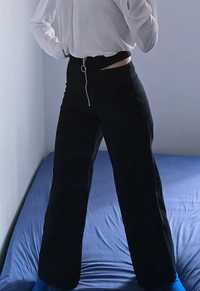 Nowe spodnie Bershka Denim czarne bawełniane z szerokimi nogawkami