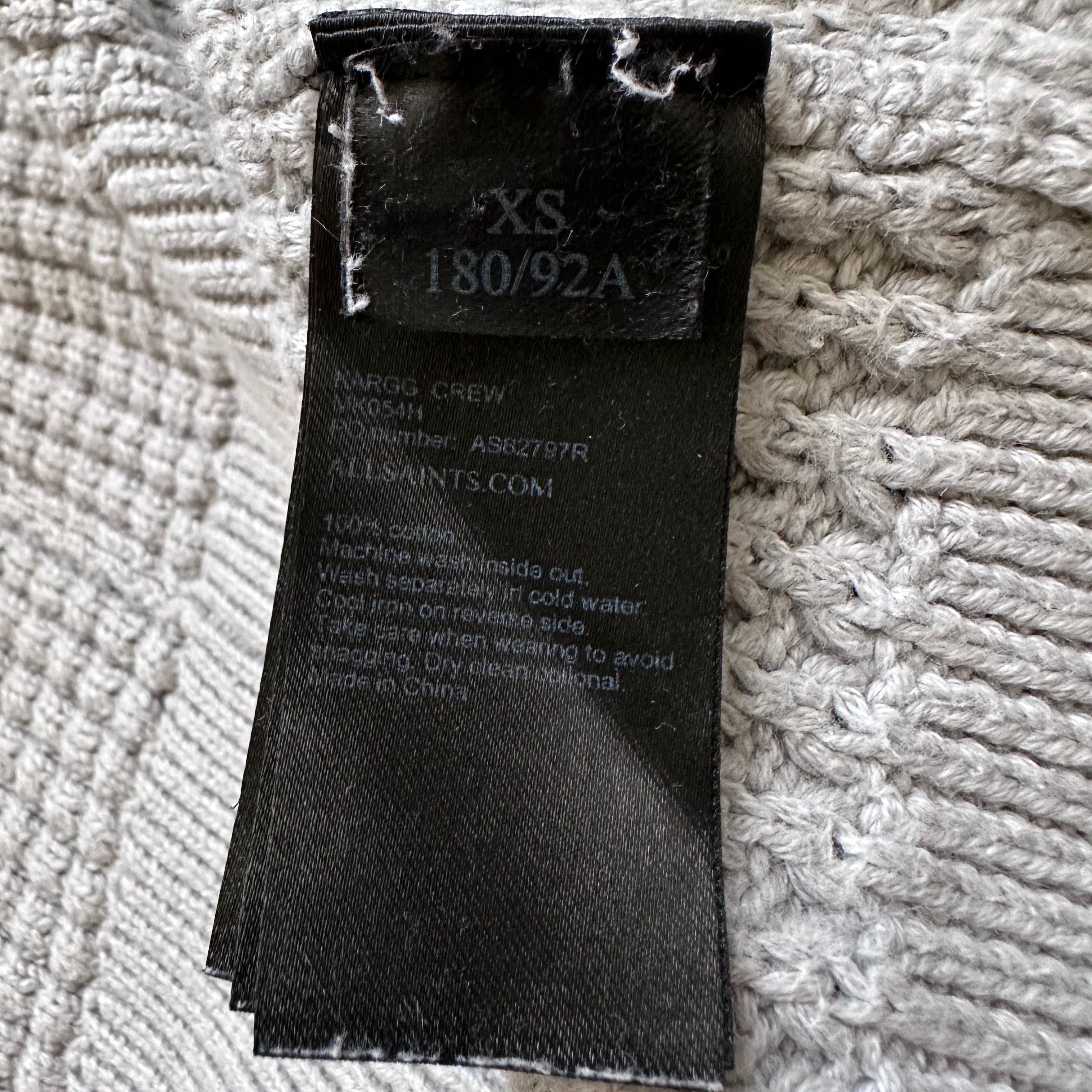 Allsaints, sweter "waffle" z okrągłym dekoltem, kremowy/beżowy, roz. S