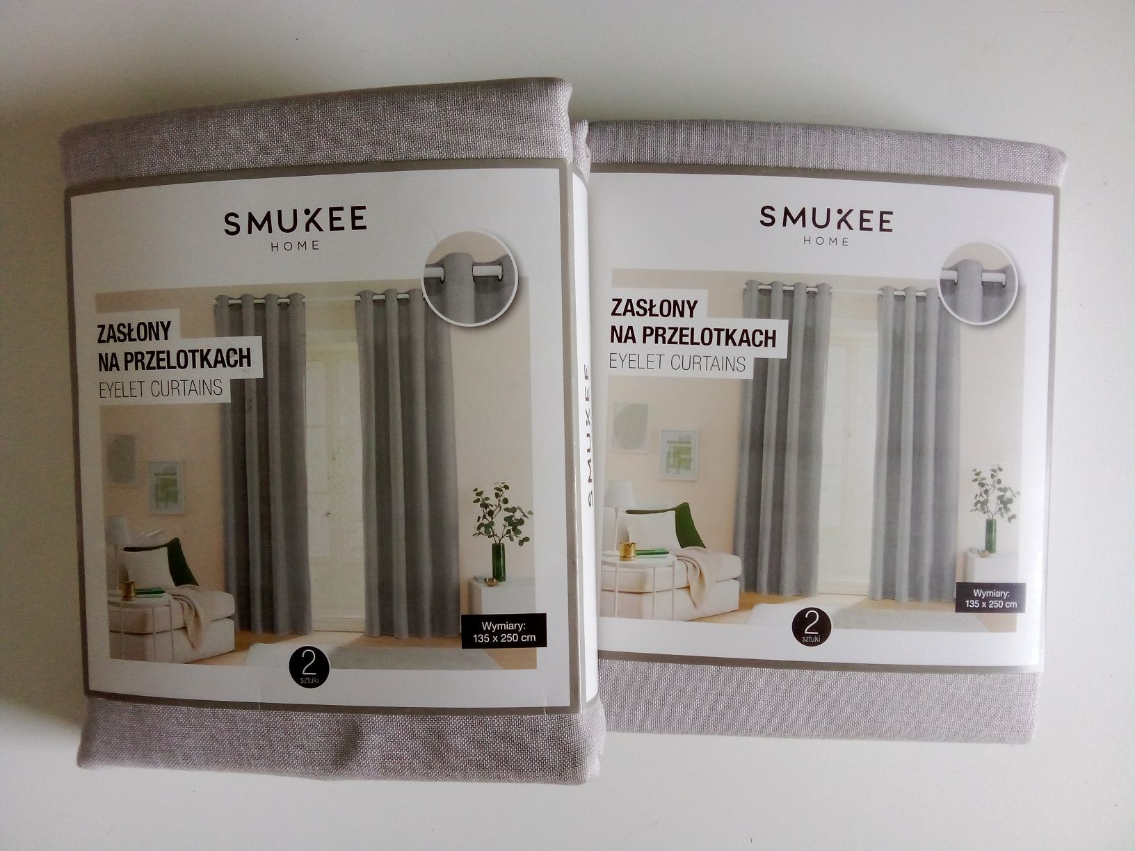 4 zasłony boho na przelotkach SMUKEE kolor beżowy materiał jak len