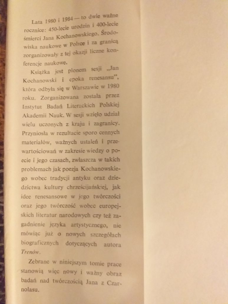 Jan Kochanowski i epoka renesansu p.red.T.Michałkowskiej PWN 1984