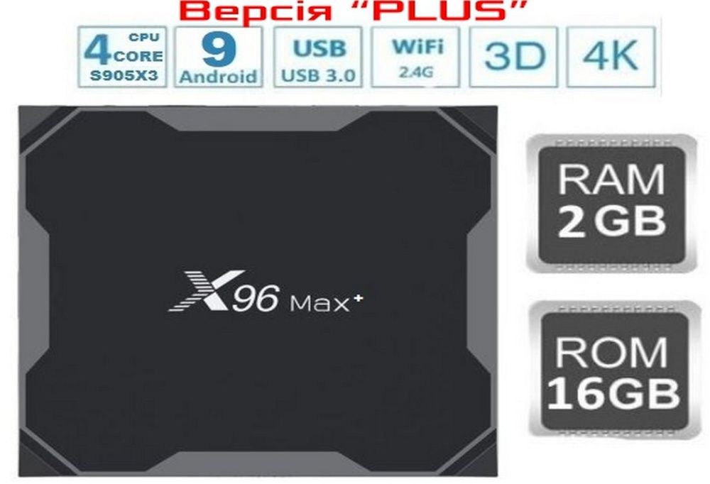 X96 MAX Plus + 2gb 16gb S905X3 Андроїд 9 смарт тв приставка + Гарантія