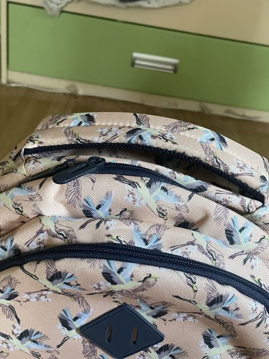 Рюкзак Hash — новый, персиковый с принтом птиц, вместительный -499 грн