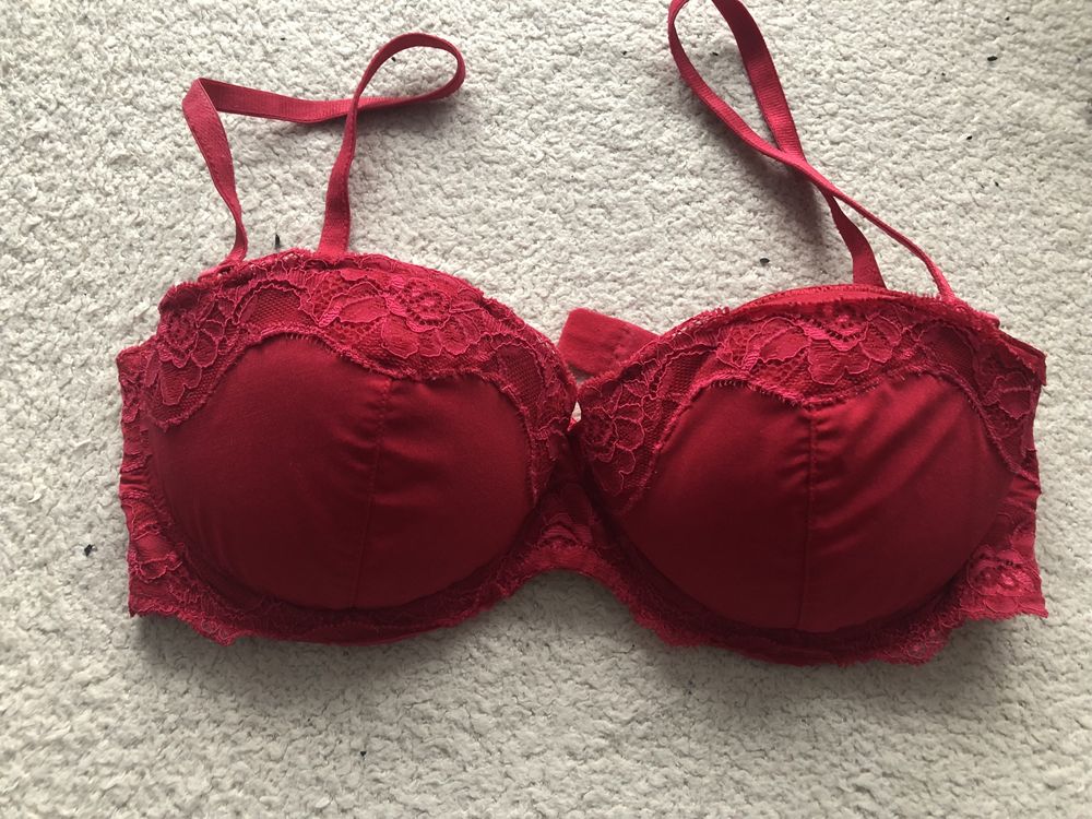 Biustonosz/stanik/ bardodtka 75 C czerwony/malinowy h&m push up