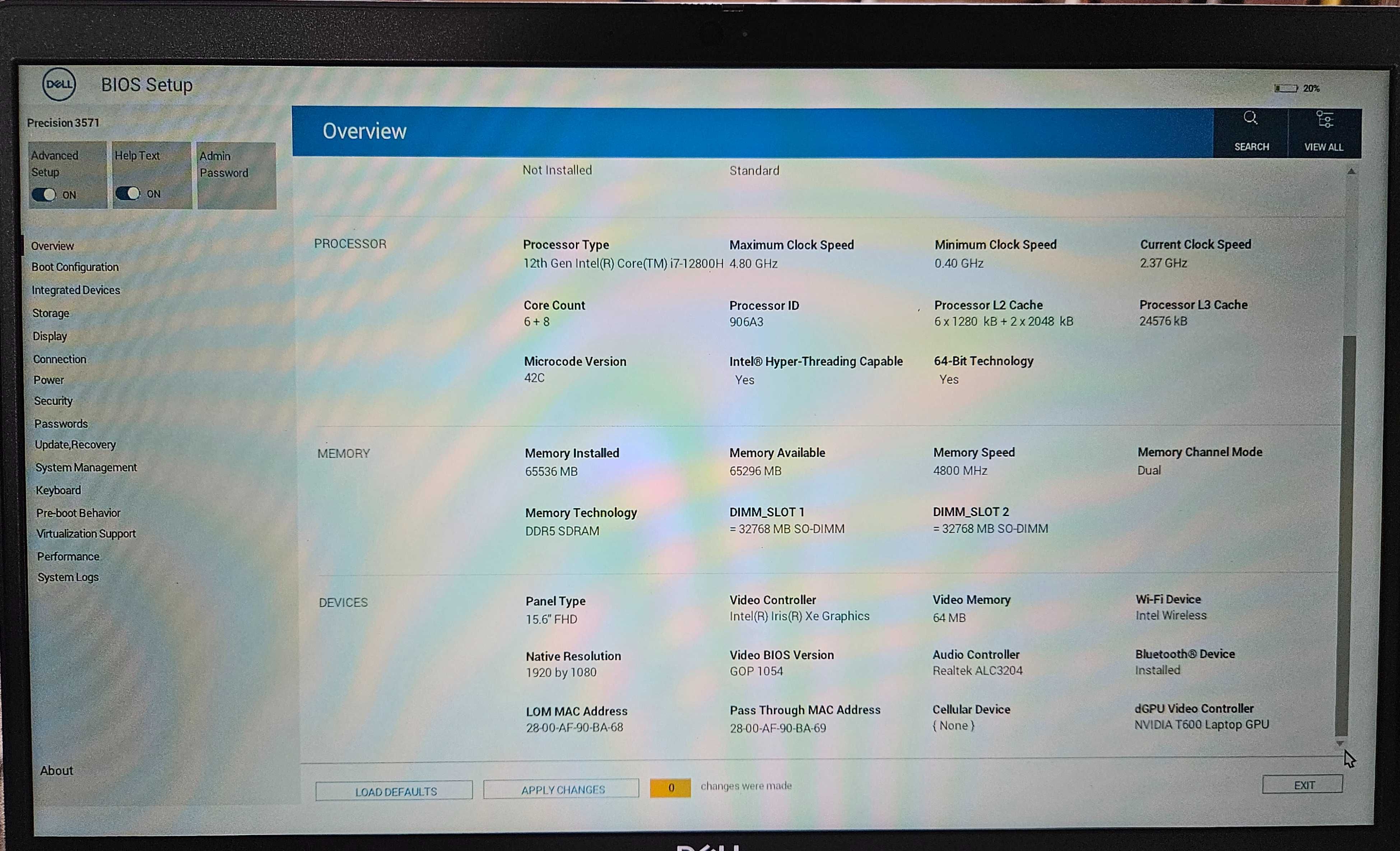 Laptop dell precision 3571