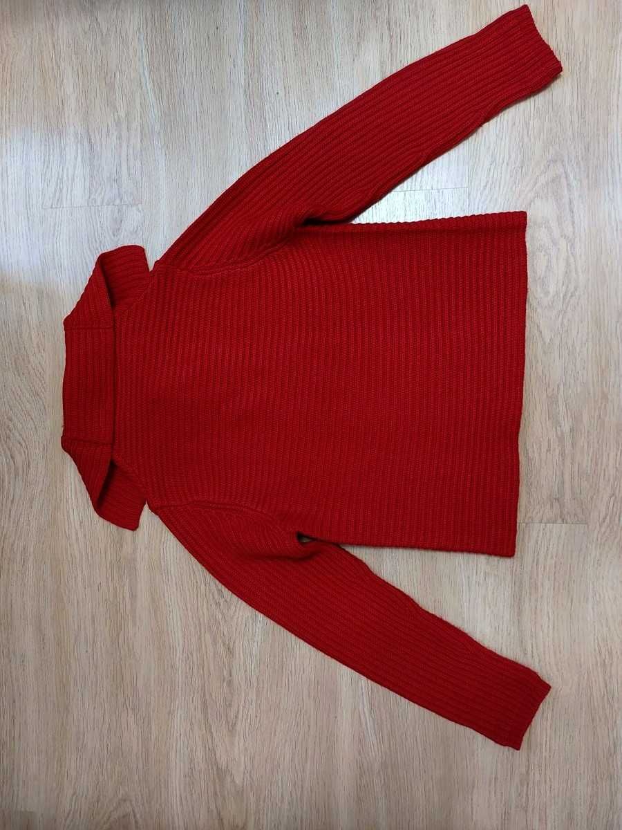Sweterek blezer czerwony S 36 ciepły