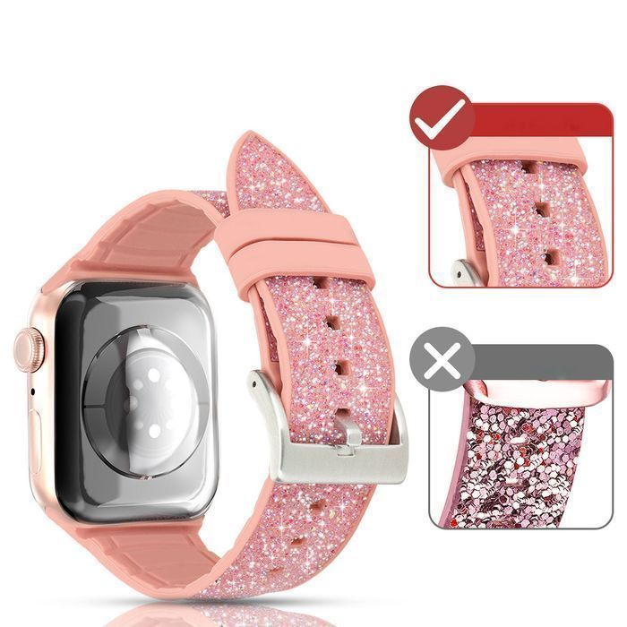 Pasek Bransoletka Kingxbar Crystal Fabric - Różowy dla Apple Watch