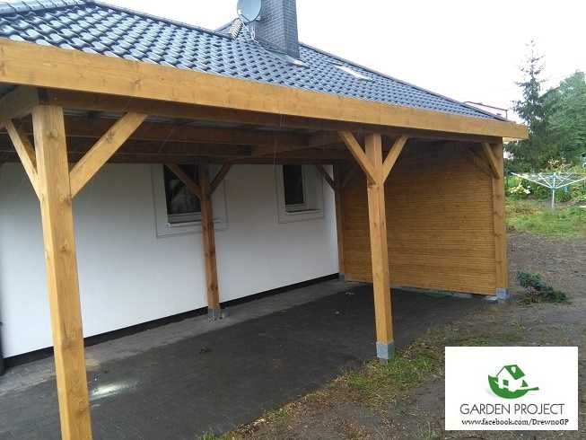 wiata carport płaski dach na jeden samochód montaż