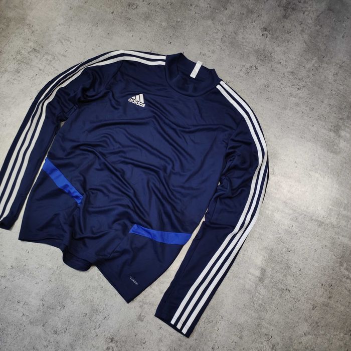 MĘSKA Sportowa Bluzka Długi Rękaw Adidas Granatowa 3 Paski Climacool