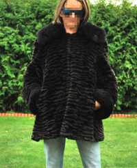 Sztuczne futro czarne brązowe rozmiar 36-38 S L grube ciepłe