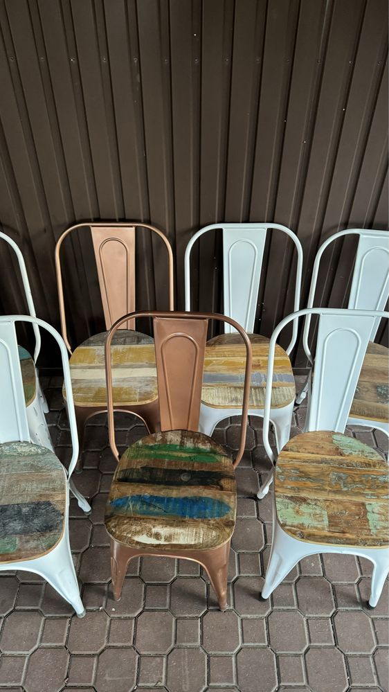 Komplet krzeseł metalowych industrialnych loftowych 7szt