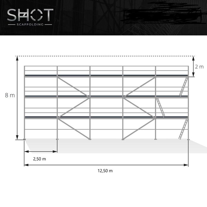 Lekkie, aluminium rusztowanie  typ PLETTAC ~105m2 podesty 2,5m