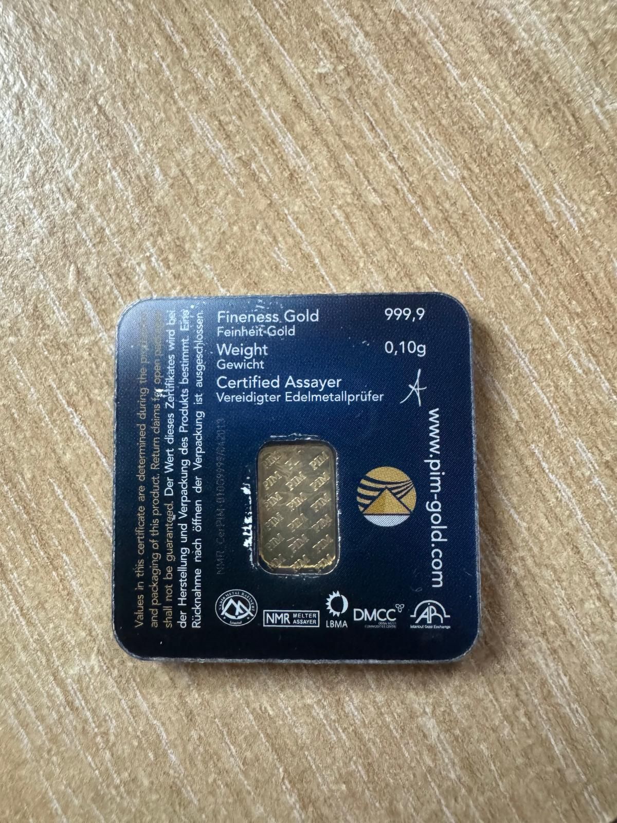 Barra de ouro certificada e selada