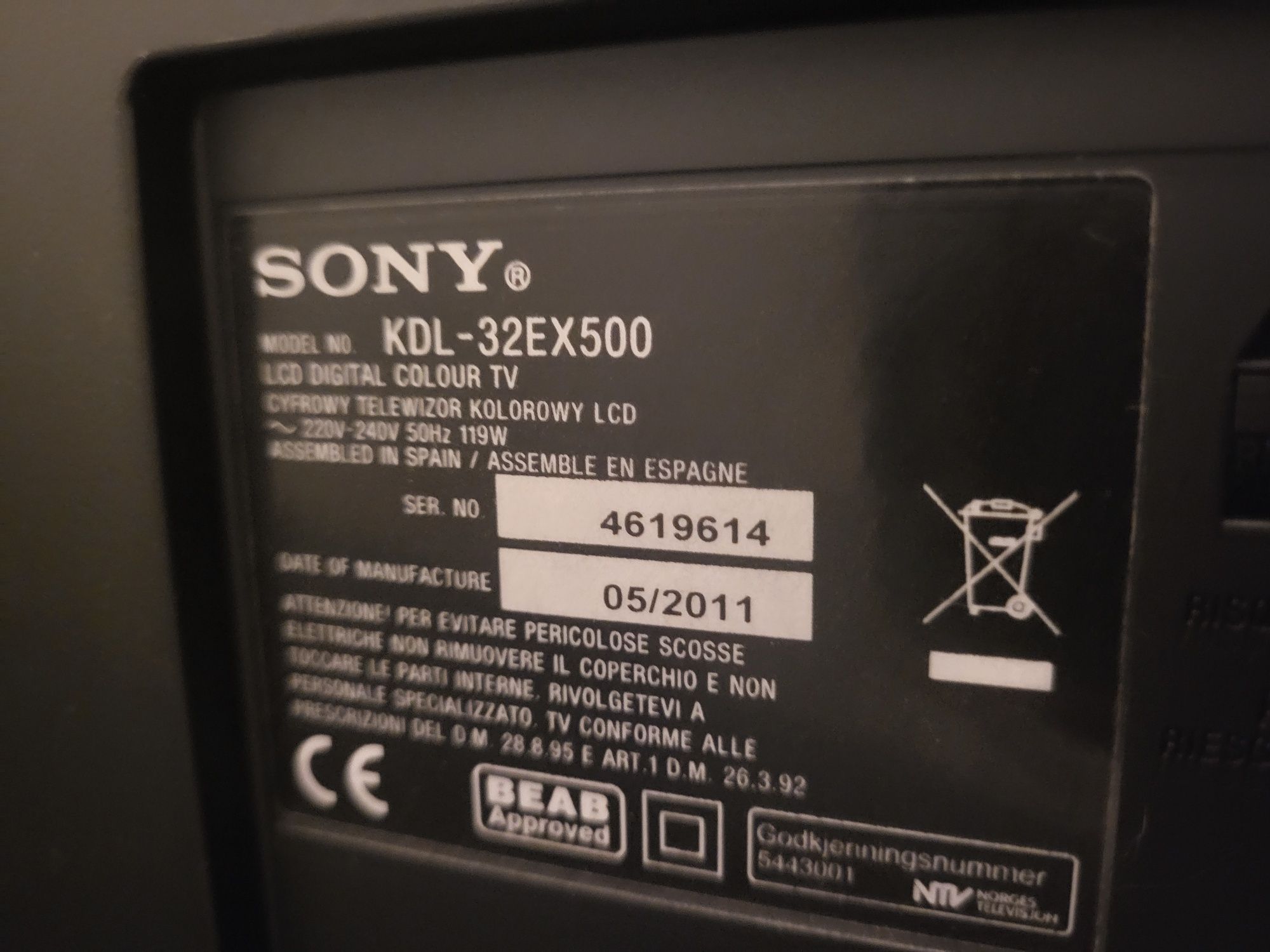 Telewizor sony 32" KDL-32EX500