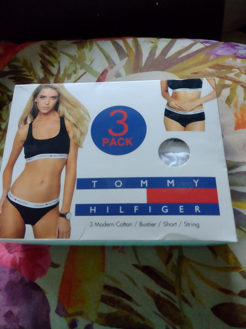 Tommy Hilfiger 3 pak bokserki stringi i top rozmiar M