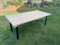Stół drewniany 2 x 1m z metalowymi nogami, nowy
