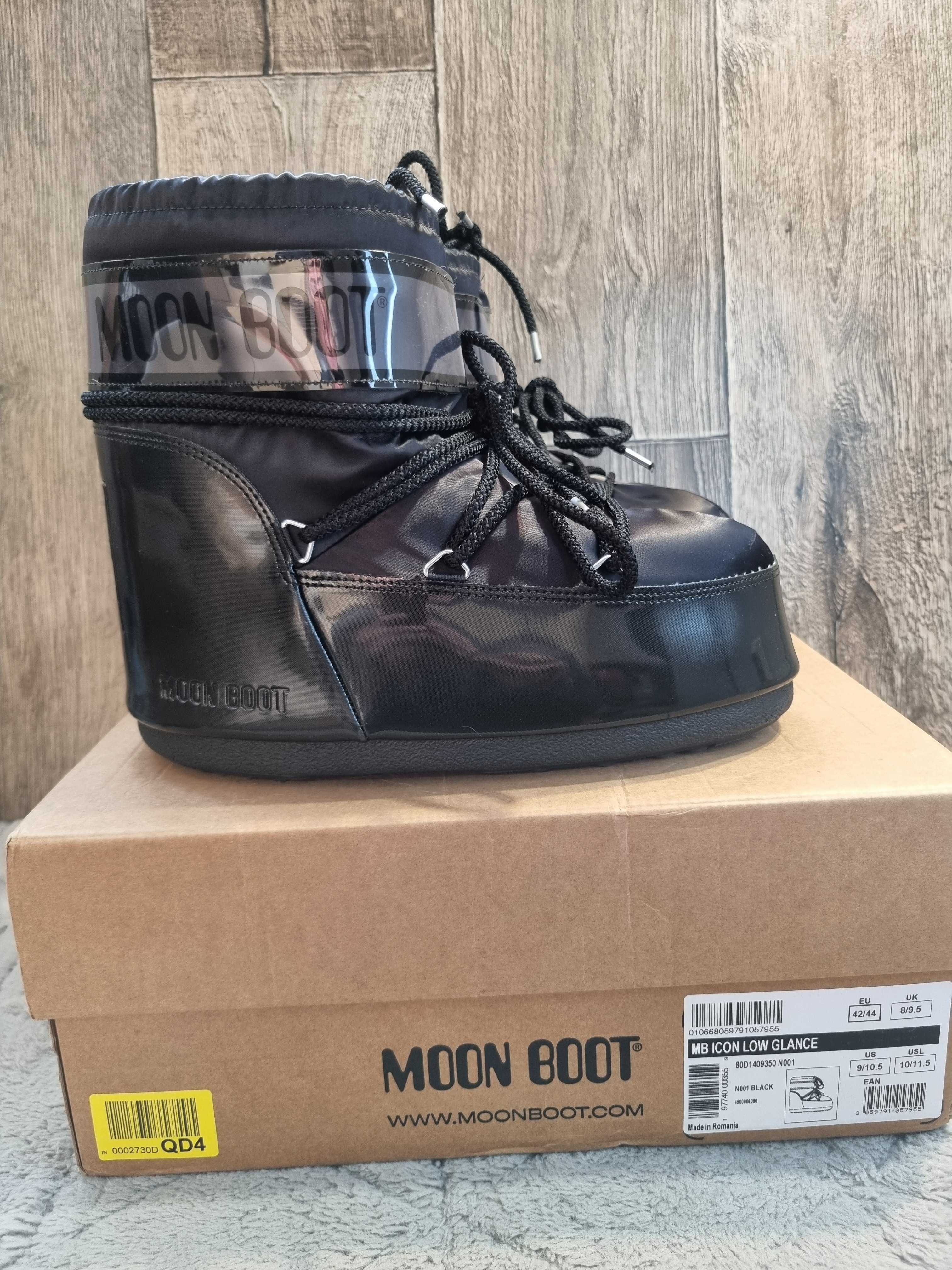 Czarne Moon Boot Icon Low Glance Unisex, 42-44