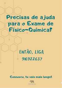 Explicações Exame Físico-Quimica, Matemática, Português e Biologia