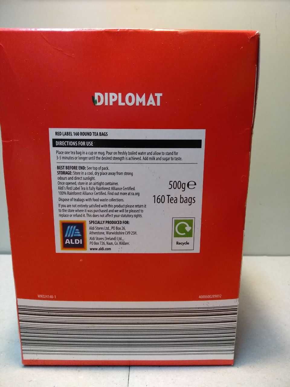 Англійський Чай, чорний в пакетиках Diplomat Red Label, 0,5 кілограм