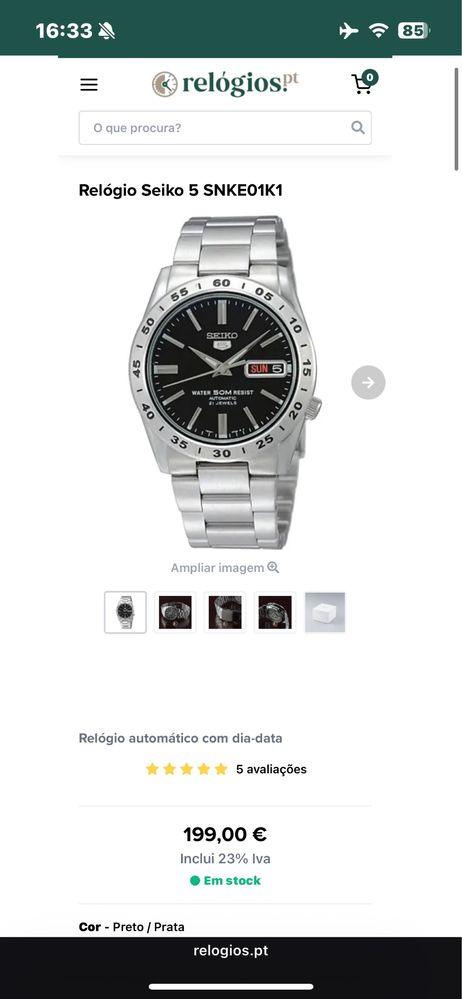 Relógio Seiko Série 5 Automático preto