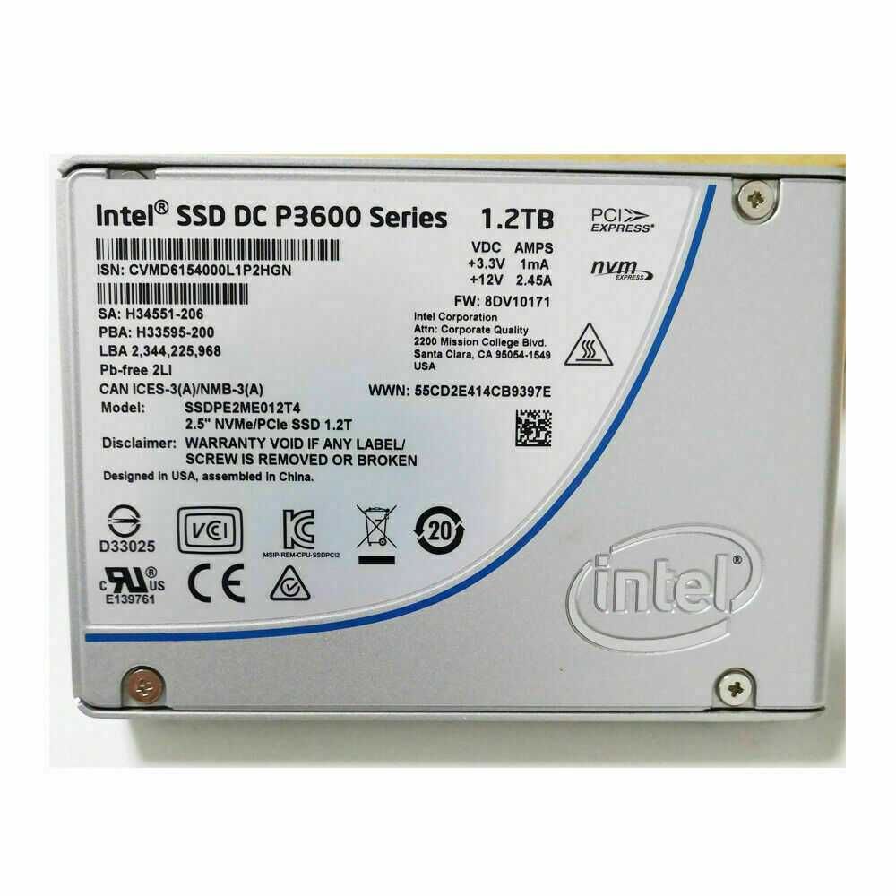 Intel P3600 1.2TB U.2 NVMe SSD + PCIE Adapter Card