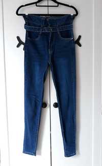 Spodnie jeansy z falbanką pasek S 36