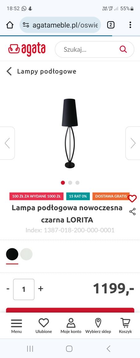 Lampa stojąca z abażurem Lorita