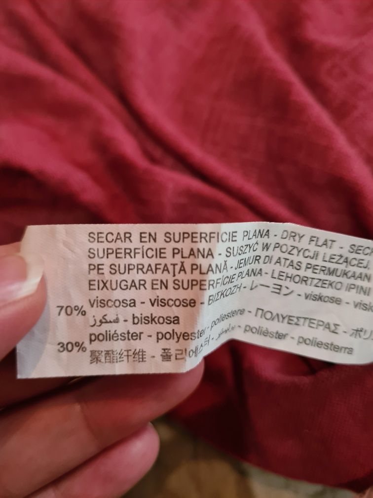 Sukienka bordowa midi Zara r. S/M rustykalna viscoza