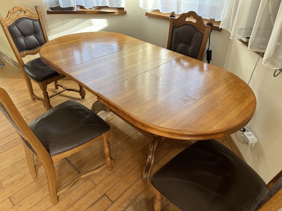 Stół dębowy do salonu - rozkładany super stan