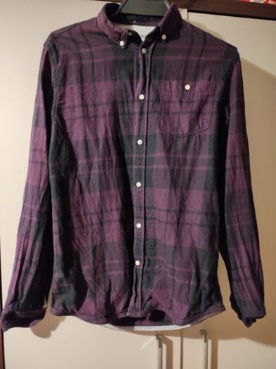 Koszula w kratkę fioletowo-czarna