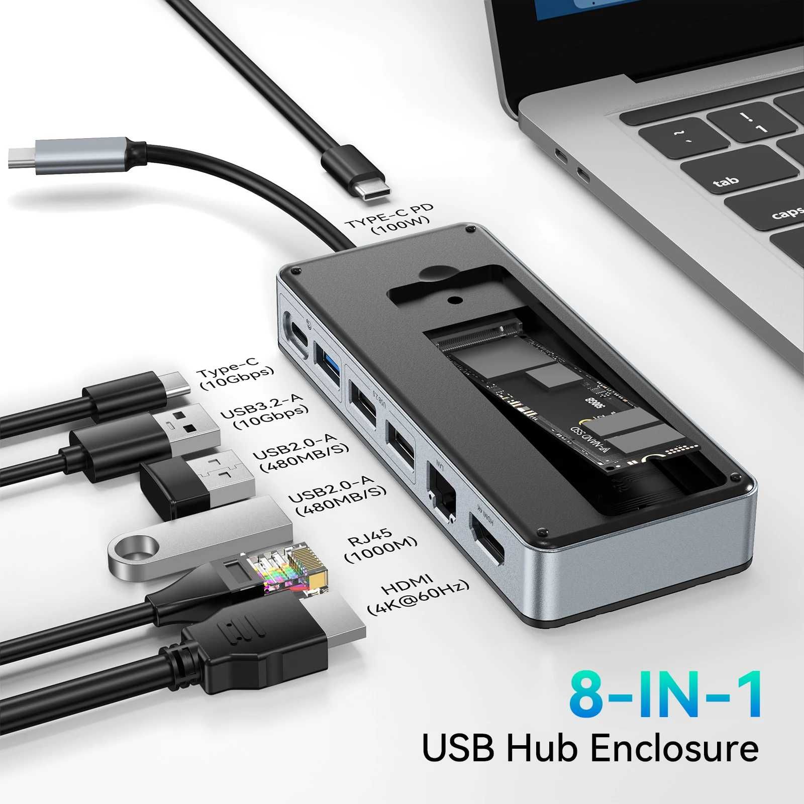 HUB USB 3.2 8 w 1 + M.2 SSD GRATIS!