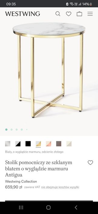 Stolik kawowy gold chrom