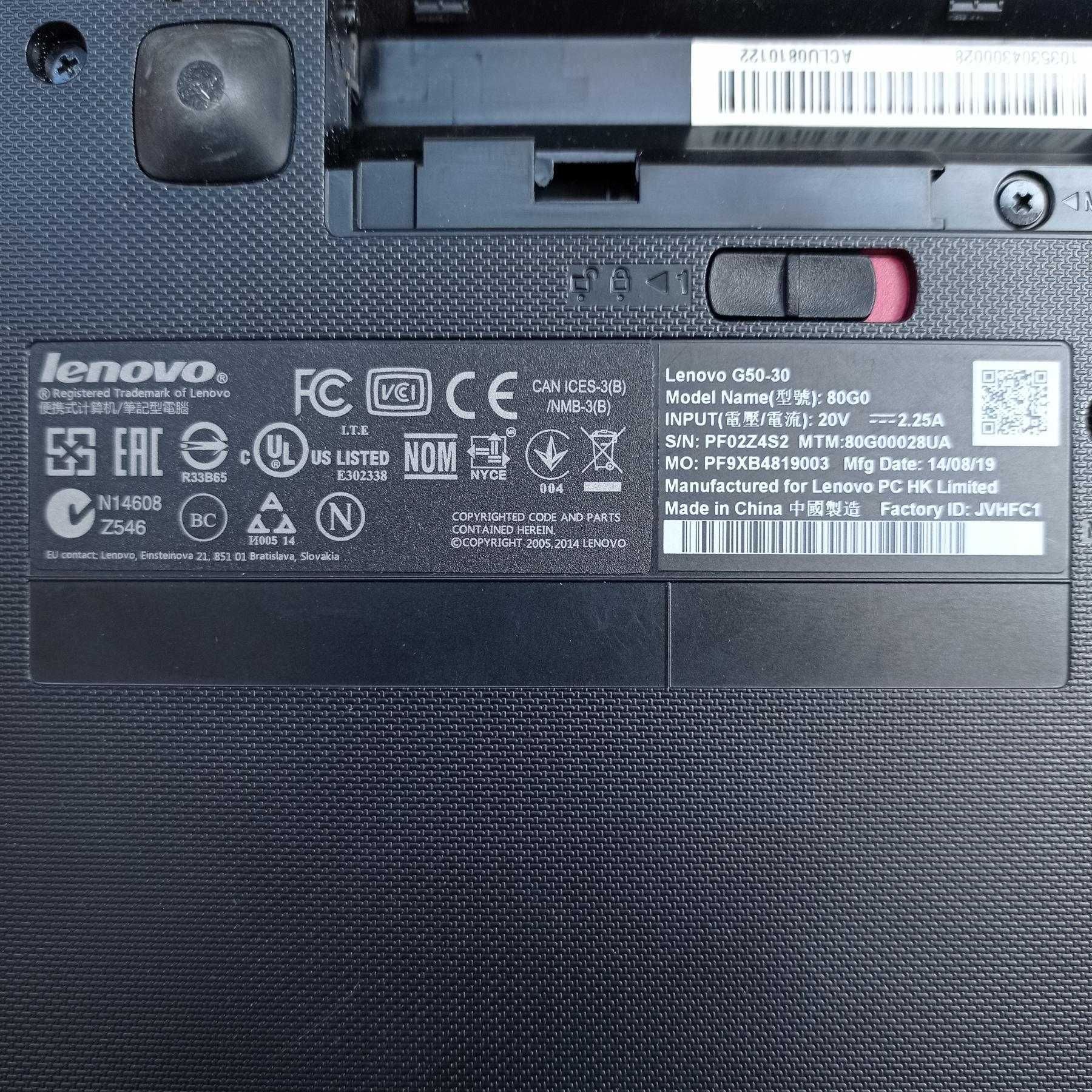 Ноутбук lenovo G50-30  на запчасти