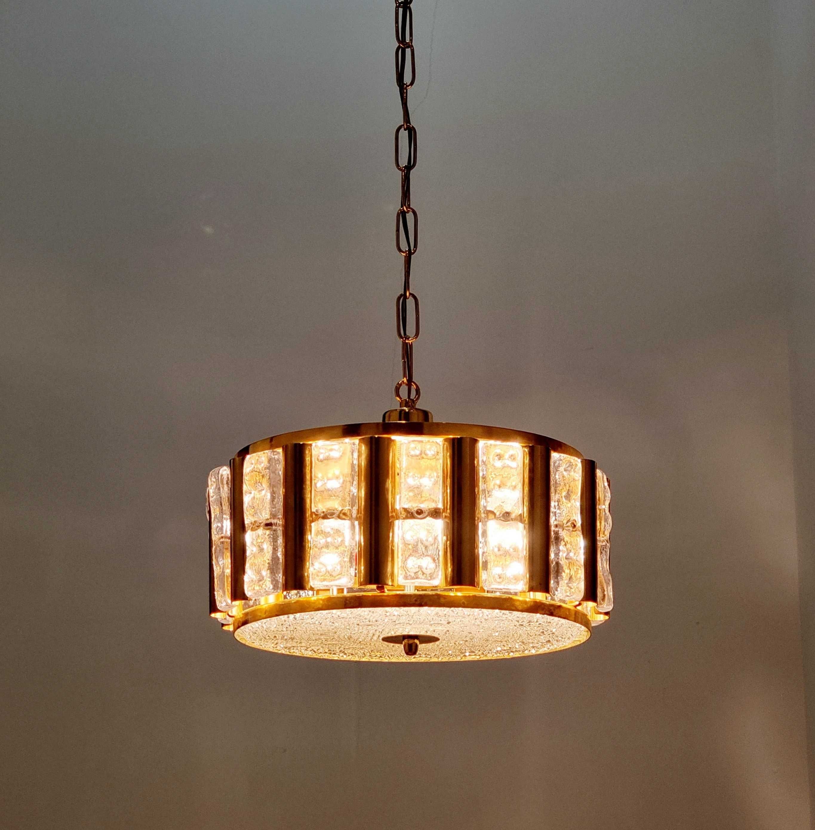 Żyrandol Mid Century proj. C. Fagerlund, Orrefors, Szwecja, lata 60.