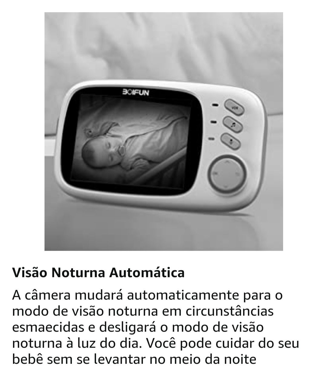 Monitor de bebê, BOIFUN Câmera de vídeo para bebês com tela HD de 3,2