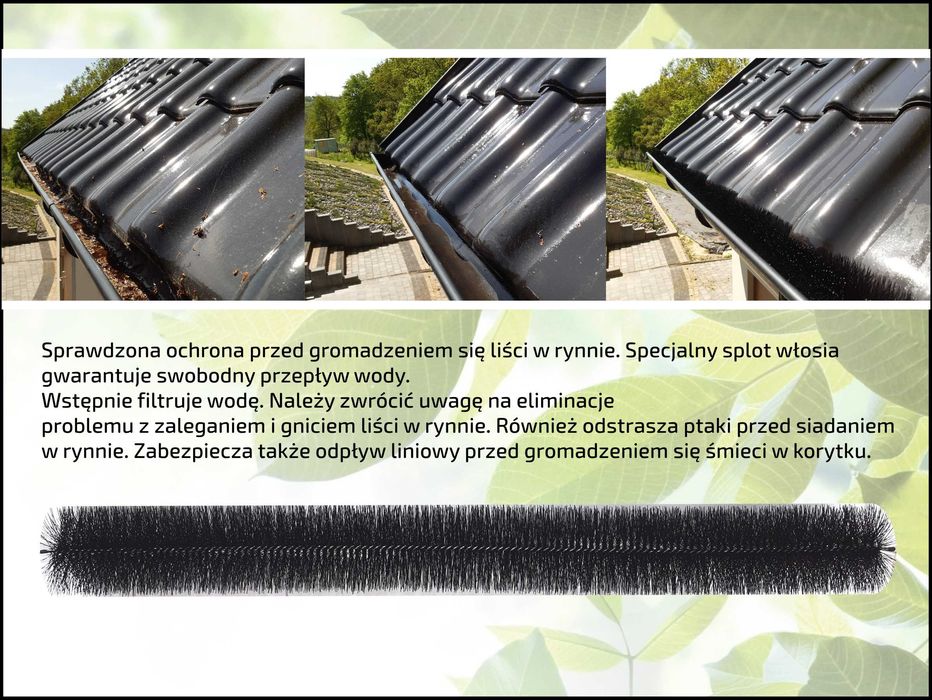 Szczotka siatka kolce ochrona do rynien i odpływów liniowych .