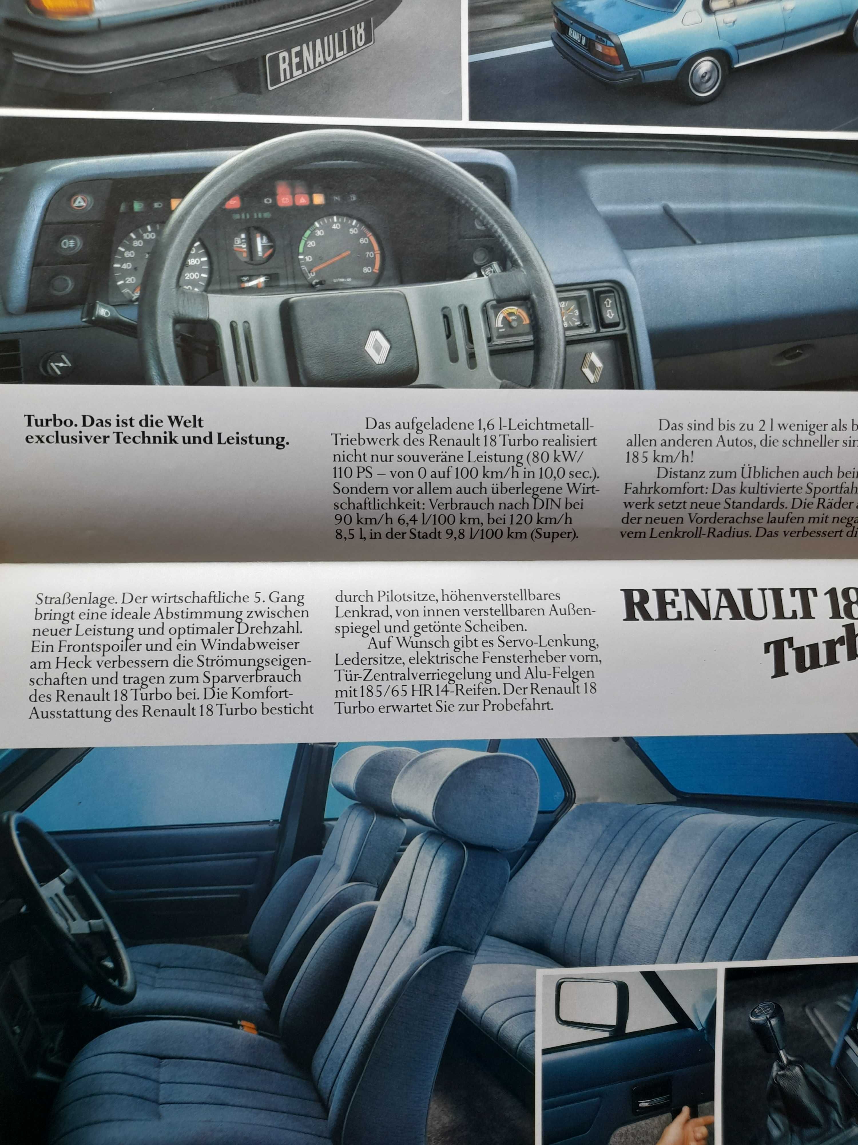 RENAULT 18 Turbo prospekt niemiecki 1980