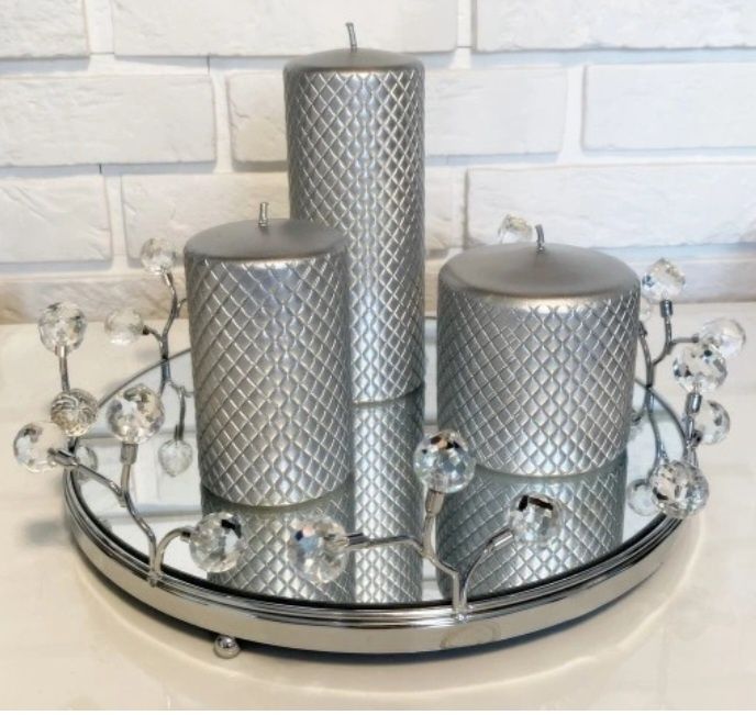 Taca lustrzana tacka srebrna okrągła 25 cm