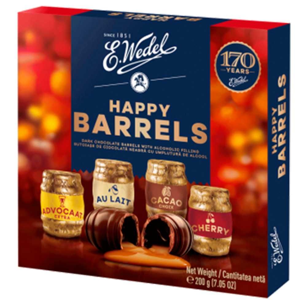 Цукерки шоколадні з Віскі E.Wedel Happy Barrels Whisky Flavor, 200г