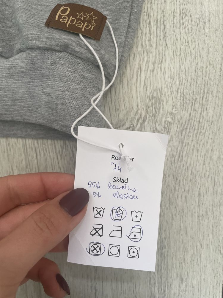 Bluza handmade 74 z kapturem szara łobuziak piesek