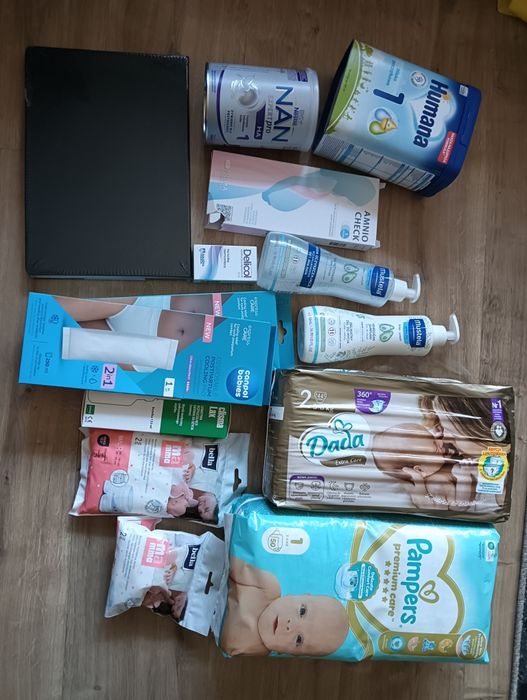 Wyprawka do szpitala porodu dla noworodka mleko nan rożek pieluchy