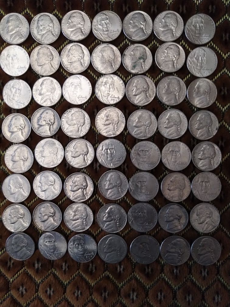 Монеты-коллекция -Five cents.Весь лот 9500 грн.
