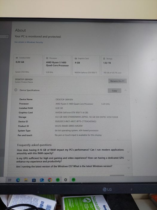 Computador Insys AMD Ryzen 5 1400