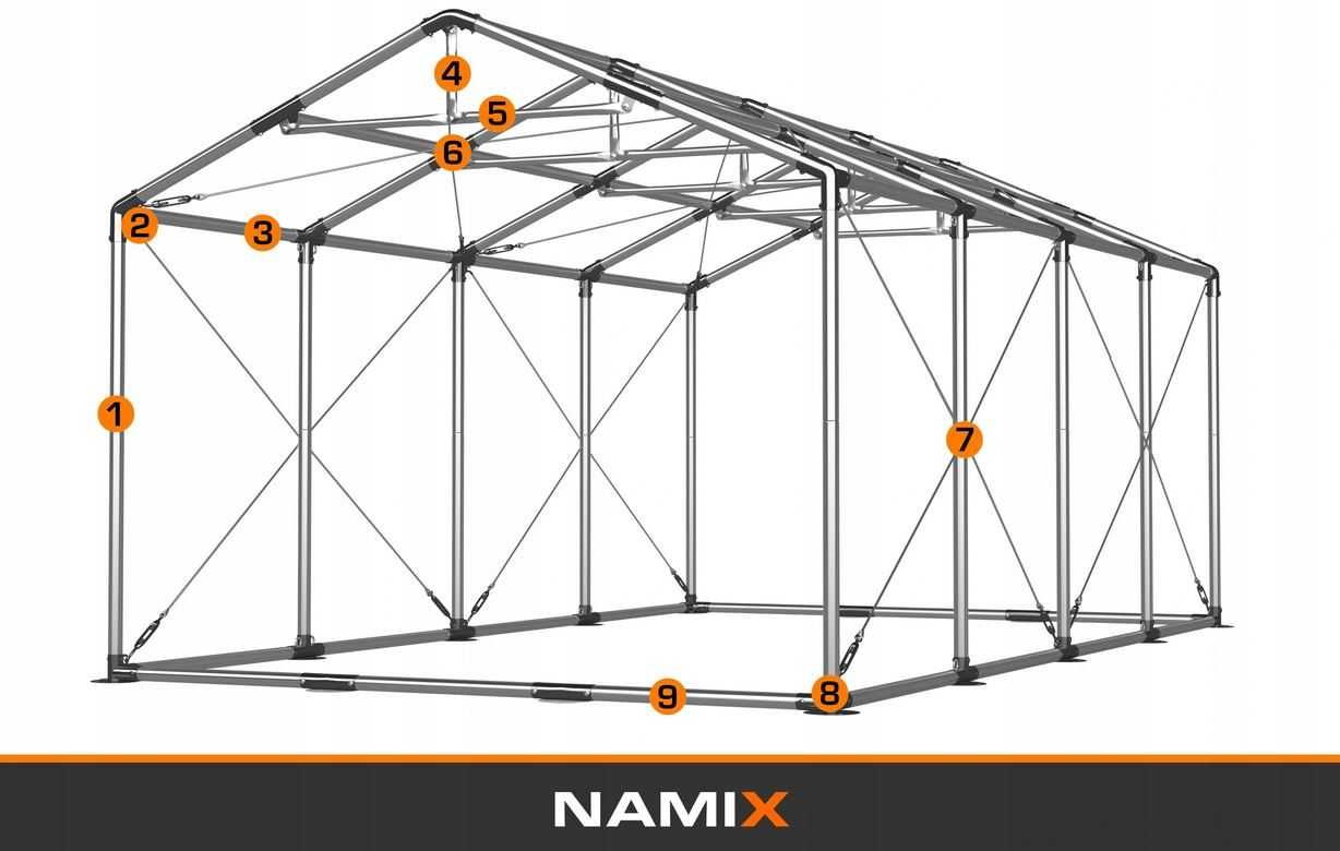 Namiot PRESTIGE 8x8-2,6m ogrodowy imprezowy garaż wzmocniony PVC 560g